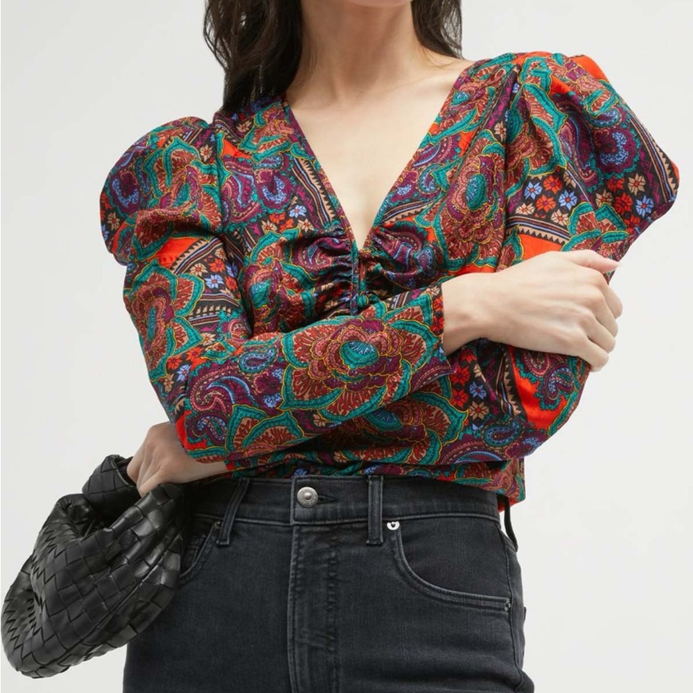NWT Veronica Beard Simmons Top, *Flame Red Multi, Size 6 | Retail $448 🦄💎